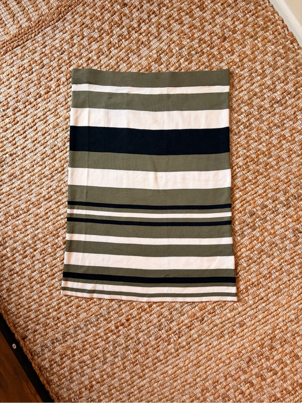 New York & Company Olive, Ivory & Black Striped Pencil Skirt. XL work skirt